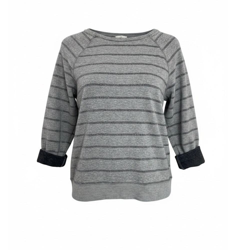 Apt. 9 Gray Striped Lightweight Knit Pullover Sweater - Size Small